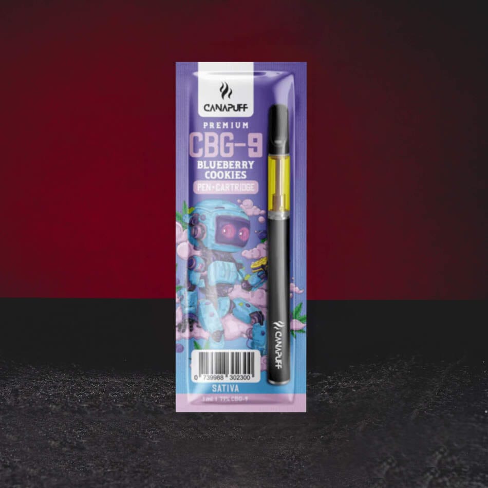 Set Vape CBG9 79% 1ml Kratom World Blueberry Cookies cu profil de afine și biscuit, vape premium