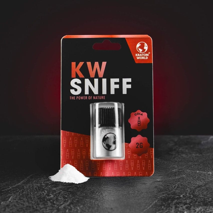 KW Sniff Cola Kratom World, pudră energetică cu cafeină și taurină pentru aplicare nazală, aromă Cola
